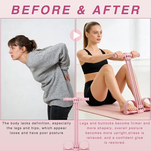 Pedal Resistance Bands with Handles, Upgrade 6-Tube Natural Rubber Foot Pedal Resistance Band for Multifunction Stretching Workout, Abdomen Waist Arms Legs Training in Saudi Arabia