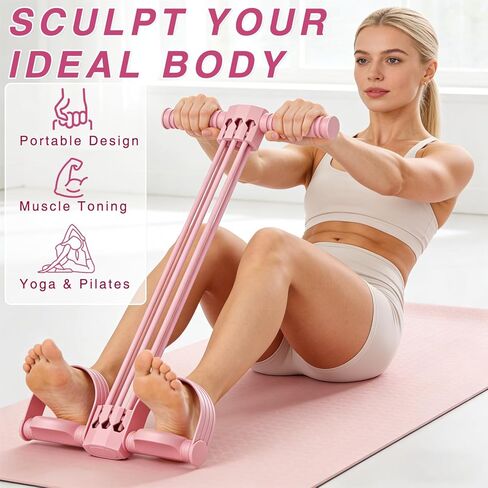 Pedal Resistance Bands with Handles, Upgrade 6-Tube Natural Rubber Foot Pedal Resistance Band for Multifunction Stretching Workout, Abdomen Waist Arms Legs Training in Saudi Arabia