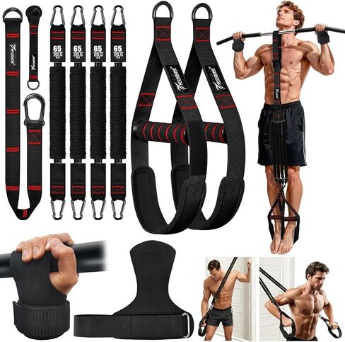 Upgraded Pull Up Assistance Bands, Heavy Duty Resistance Bands with Handles, Exercise Band with Door Anchor, Adjustable Workout Band Set for Pull Up Bar, Full Body Strength&Muscle Training, Home Gym in Saudi Arabia