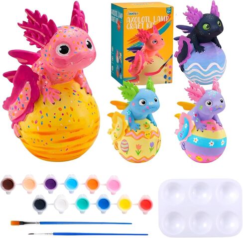 JMMICO Paint Your Own Axolotl Lamp Kit, Axolotl Crafts Night Light, Painting kit for Kids, Arts and Crafts for Kids Ages 4-8, Girls Boys Birthday Gift 6 7 8 9 10 11 12 Years Old in Saudi Arabia
