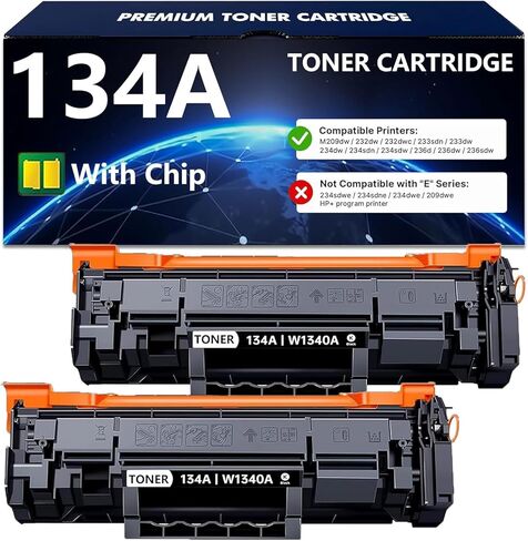 134A Black Toner Cartridge with Chip Compatible for HP 134A 134X W1340A Toner Cartridge to Work with Laserjet M209dw 232dw 232dwc 233sdn 233dw 234dw 234sdw 236dw 236sdw Series Printer, 2-Pack in Kuwait