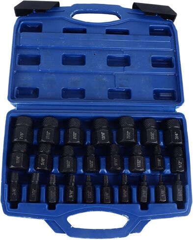 مجموعة استخراج المسمار 25 قطعة من سبائك الفولاذ الاحترافية أداة إزالة المسمار المكسور لإصلاح السيارات الميكانيكية المنزلية شديدة التحمل ومتعددة الأحجام in Kuwait