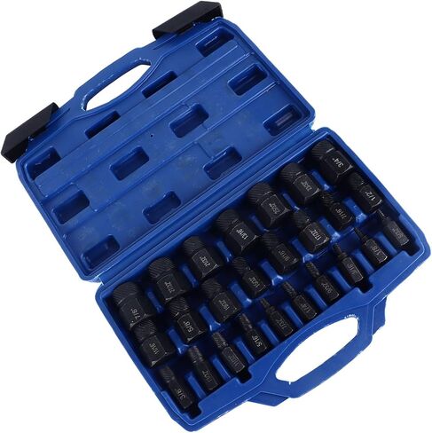 مجموعة استخراج المسمار 25 قطعة من سبائك الفولاذ الاحترافية أداة إزالة المسمار المكسور لإصلاح السيارات الميكانيكية المنزلية شديدة التحمل ومتعددة الأحجام in Kuwait