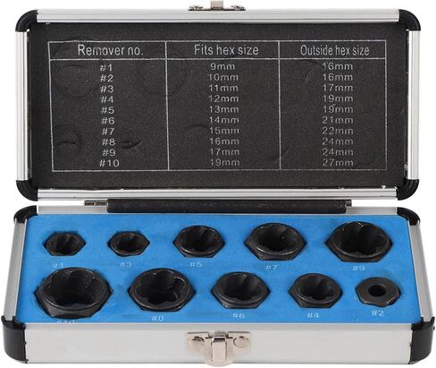 Bolt Remover Kit Damaged Nut Extractor Set 11PCS High Hardness 40CR Material Spiral Teeth Design for Removing Stripped Bolts and Nuts 9mm to 19mm in Saudi Arabia