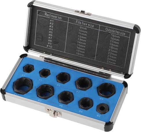 Bolt Remover Kit Damaged Nut Extractor Set 11PCS High Hardness 40CR Material Spiral Teeth Design for Removing Stripped Bolts and Nuts 9mm to 19mm in Saudi Arabia
