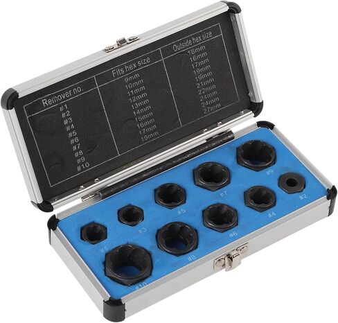 Bolt Remover Kit Damaged Nut Extractor Set 11PCS High Hardness 40CR Material Spiral Teeth Design for Removing Stripped Bolts and Nuts 9mm to 19mm in Saudi Arabia