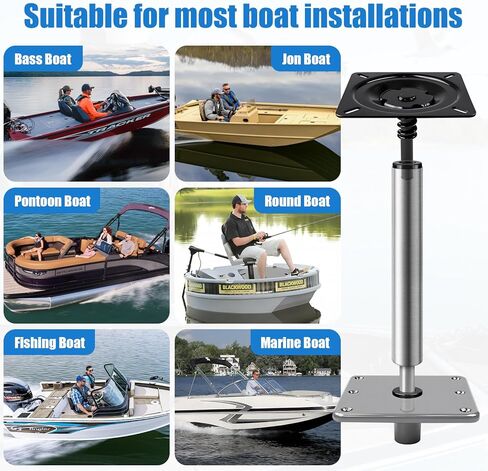Boat Seat Pedestal Base Mount Kit with 11" Seat Extension Pole & 7" x 7"Base Plate - 3/4" Lock-in Aluminum Pedestal for Marine & Fishing Boats in Saudi Arabia