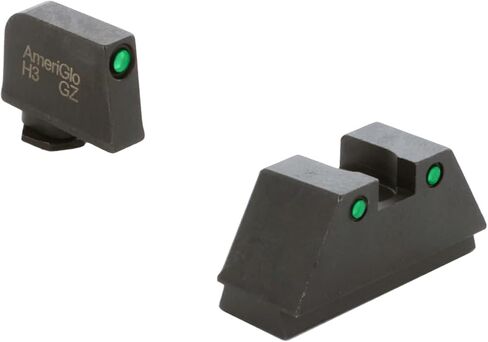 مجموعة رؤية AMERIGLO Optic المتوافقة مع Glock - مقاس XL طويل أخضر تريتيوم أسود مخطط .315 بوصة أمامي، مخطط أسود تريتيوم أخضر .394 بوصة خلفي in Saudi Arabia