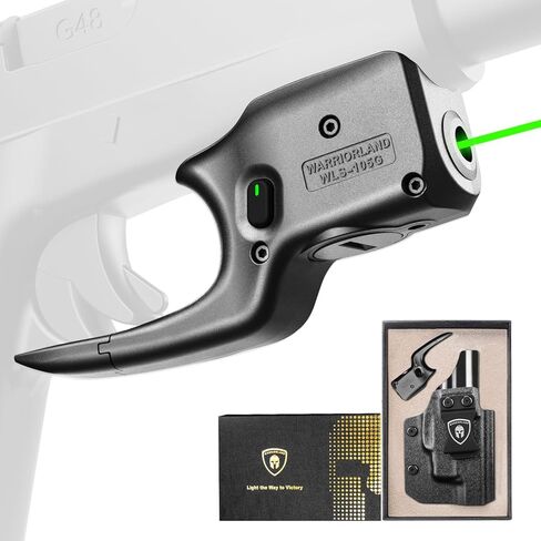 منظار ليزر أخضر من WARRIORLAND مصمم ليناسب Glock 48 مع مجموعة الحافظة، ومنظار شعاع أخضر مع مؤشر الطاقة، وحافظة IWB Kydex مصنوعة خصيصًا لليد اليمنى، WLS-105G w/ G48 in Saudi Arabia