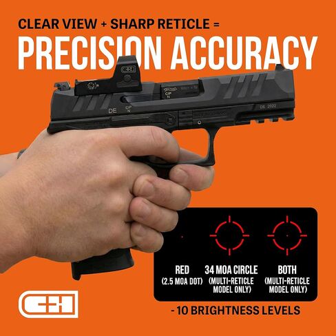 C+H Direct Mount Micro Red Dot Sight for Pistol | Compatible with Walther PDP 2.0 Optics Ready | Shake Awake Multi-Reticle | Red Dot Reflex Sight for Pistol in Kuwait