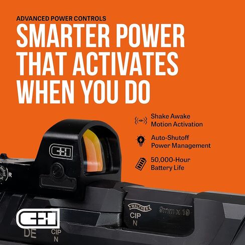 C+H Direct Mount Micro Red Dot Sight for Pistol | Compatible with Walther PDP 2.0 Optics Ready | Shake Awake Multi-Reticle | Red Dot Reflex Sight for Pistol in Kuwait