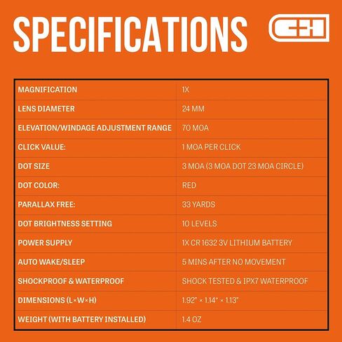 C+H Direct Mount Micro Red Dot Sight for Pistol | Compatible with Walther PDP 2.0 Optics Ready | Shake Awake Multi-Reticle | Red Dot Reflex Sight for Pistol in Kuwait