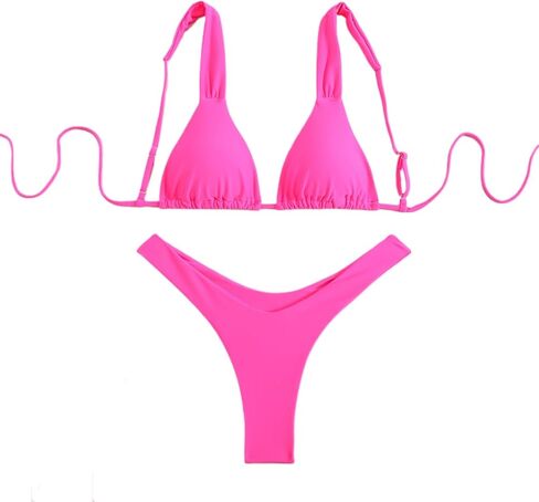 Women's Two-Piece Bikini Set, Triangle Top with High Cut Bottom Burgundy Red Micro Swimwear for Ladies Beachwear PQ25016 in Saudi Arabia