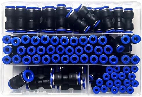 PU Kit 6mm Hose Connector Quick Connection Plastic Water Pipe Tube Pneumatic Fittings 23/60/80Pcs(B kit (60pcs),1 BOX) in Saudi Arabia