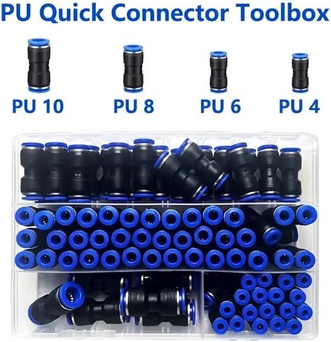 PU Kit 6mm Hose Connector Quick Connection Plastic Water Pipe Tube Pneumatic Fittings 23/60/80Pcs(B kit (60pcs),1 BOX) in Saudi Arabia