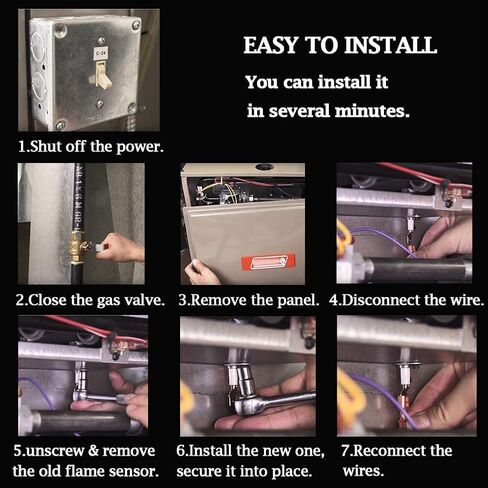 مستشعر اللهب SEN01114 لقضيب مستشعر لهب الفرن تراين/الأمريكي القياسي من الفولاذ المقاوم للصدأ SEN337، SEN0337، SEN441، SEN0441، SEN491، SEN00491، SEN1114، PSE-T19، B340888-2 (حزمة من 2) in Kuwait