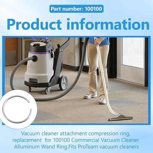 100100 مكنسة كهربائية مرفق حلقة ضغط بديلة للمكنسة الكهربائية التجارية Proteam حلقة عصا الألومنيوم تناسب عصا المكنسة ProTeam 10002، 100104، 101338، 106290، 106293-2 Pack in Kuwait