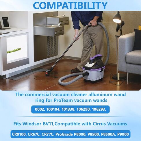 100100 مكنسة كهربائية مرفق حلقة ضغط بديلة للمكنسة الكهربائية التجارية Proteam حلقة عصا الألومنيوم تناسب عصا المكنسة ProTeam 10002، 100104، 101338، 106290، 106293-2 Pack in Kuwait