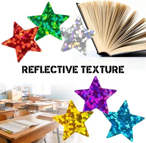 6 Colors Holographic Star Stickers - 1296PCS Small Star Stickers for Reward, Behavior Chart, 0.6" Glitter Sticker for DIY Crafts, Gift Decoration, Fun School Classroom Teacher Supplies in Saudi Arabia
