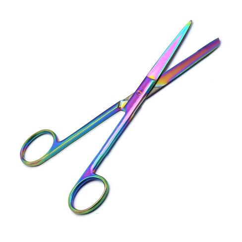 Operating Scissors Sharp/Blunt 6" Straight, Multi Titanium Rainbow Color Stainless Steel in Saudi Arabia