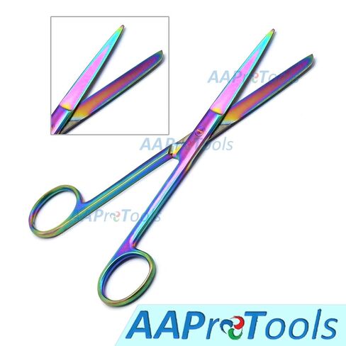 Operating Scissors Sharp/Blunt 6" Straight, Multi Titanium Rainbow Color Stainless Steel in Saudi Arabia