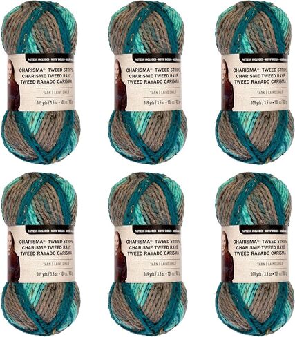 charisma tweed stripe غزل بواسطة الحلقات والخيوط - خيوط متعددة الألوان للحياكة والكروشيه والنسج والفنون والحرف - cappuccino ، bulk 6 pack in Saudi Arabia