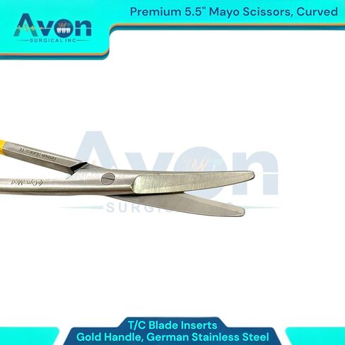 5.5 Inches (13.97cm) Mayo Scissors with Curved Tungsten Carbide Inserted Blades - Sharp Cutting Shears - Gold Handle | German Stainless Steel in Kuwait