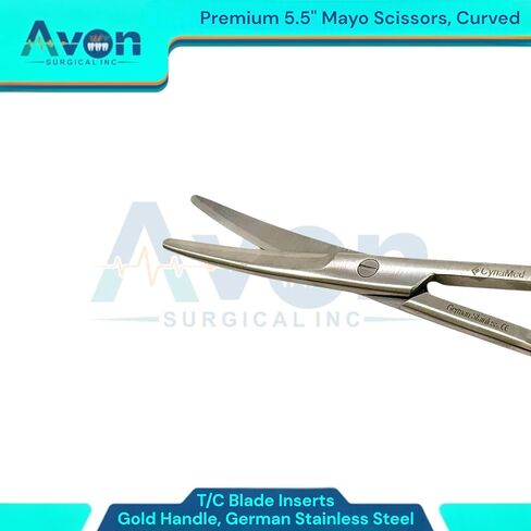 5.5 Inches (13.97cm) Mayo Scissors with Curved Tungsten Carbide Inserted Blades - Sharp Cutting Shears - Gold Handle | German Stainless Steel in Kuwait