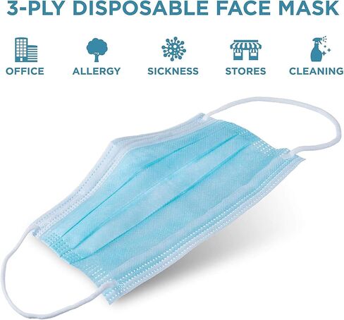 Tie Dye Light Blue Safety Mask 3 Layer Protection Disposable Face Mask Melt-Blown for Adults 50 pcs in Saudi Arabia