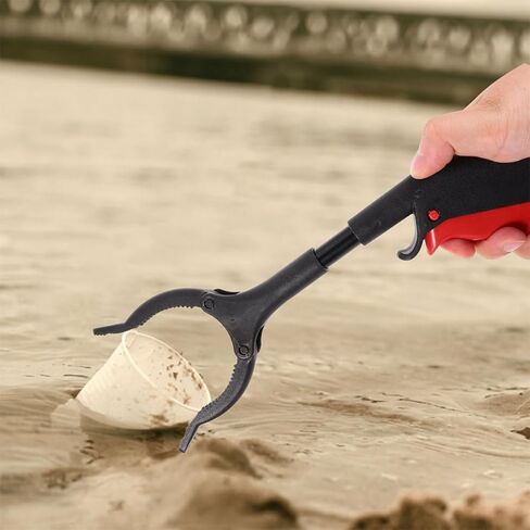 2 قطعة أداة منتزع القمامة الحديدية الثقيلة 28 سنتيمتر مقبض طويل مشبك منتقي القمامة المحمول لورق النفايات ولاقط الحطام الخارجي in Kuwait