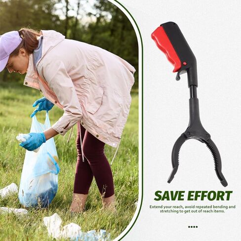 2 قطعة أداة منتزع القمامة الحديدية الثقيلة 28 سنتيمتر مقبض طويل مشبك منتقي القمامة المحمول لورق النفايات ولاقط الحطام الخارجي in Kuwait