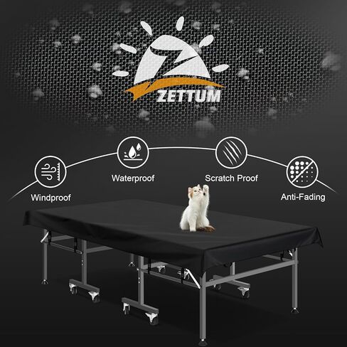 غطاء طاولة Zettum Ping Pong - غطاء تنس الطاولة مقاوم للماء وشديد التحمل، أغطية 600D لتنس الطاولة، أغطية طاولات داخلية وخارجية تناسب طاولات عالمية مقاس 9 × 5 أقدام قابلة للطي والطاولات المسطحة in Kuwait