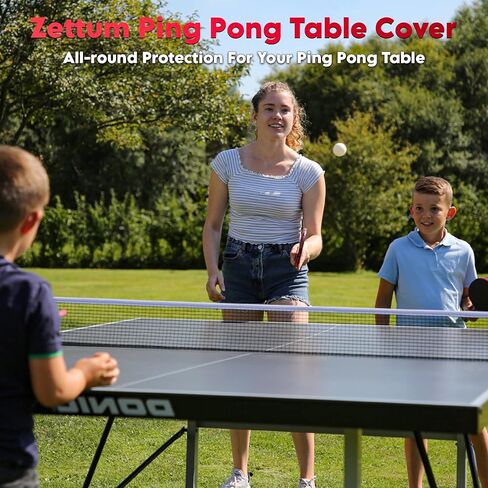 غطاء طاولة Zettum Ping Pong - غطاء تنس الطاولة مقاوم للماء وشديد التحمل، أغطية 600D لتنس الطاولة، أغطية طاولات داخلية وخارجية تناسب طاولات عالمية مقاس 9 × 5 أقدام قابلة للطي والطاولات المسطحة in Kuwait
