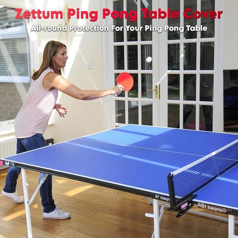 غطاء طاولة Zettum Ping Pong - غطاء تنس الطاولة مقاوم للماء وشديد التحمل، أغطية 600D لتنس الطاولة، أغطية طاولات داخلية وخارجية تناسب طاولات عالمية مقاس 9 × 5 أقدام قابلة للطي والطاولات المسطحة in Kuwait