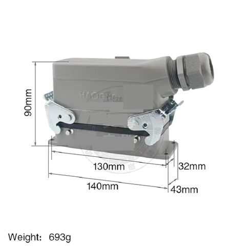 Heavy Duty Connector HDC-HE-024-B with Cover 24 core Base line Measure Double Current 16 a Voltage 500 v in Saudi Arabia