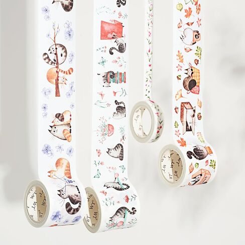 WT Tail Waggers Washi Tape Sticker Set, 4 Rolls, Original Designs, Cute Pet-Themed Decorative Masking Tape, Wide Craft Tape, Bujo Planner Supplies, Adhesive Wrapping Tape, DIY Paper Tape in Kuwait