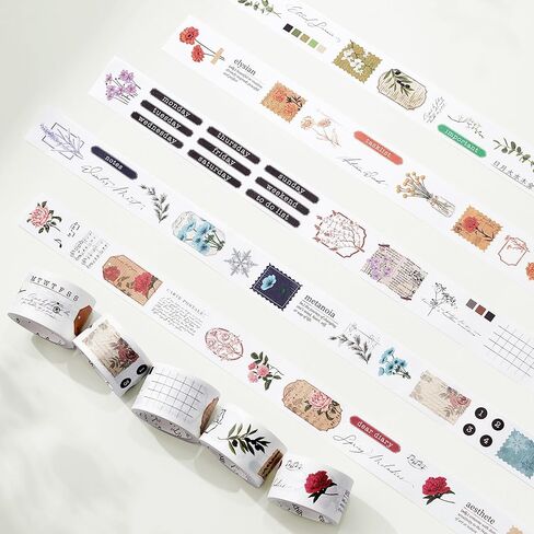 WT Tail Waggers Washi Tape Sticker Set, 4 Rolls, Original Designs, Cute Pet-Themed Decorative Masking Tape, Wide Craft Tape, Bujo Planner Supplies, Adhesive Wrapping Tape, DIY Paper Tape in Kuwait