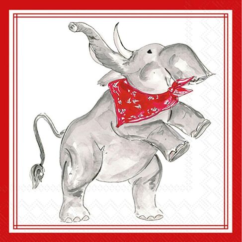 IHR Ideal Home Range Cocktail Napkins Rosanne Beck Hometown Pride Disposable 3-Ply Paper Party Napkin Pack, 5" x 5", Red Elephant, 20-Count in Saudi Arabia