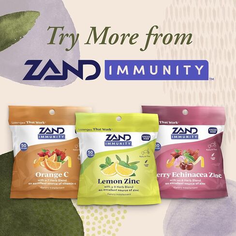 ZAND Immunity Lemon Zinc Throat معينات 2 حزمة - معينات جيدة للفم الجاف، مكملات دعم المناعة مع الزنك 5 ملغ، الأوكالبتوس، مولين، تهدئة الحلق الجاف، نكهة طبيعية، خالية من الغلوتين، 50 قيراط لكل قطعة in Kuwait