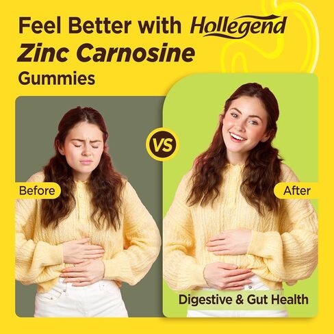 Zinc Carnosine Supplement Sugar Free, Organic Zinc Carnosine 75mg with L-glutamine, Probiotic & Herbal Blend, Comprehensive Gut & Digestive Health Support, Bloating Relief, Vegan, Non-GMO, 60 Gummies in Kuwait