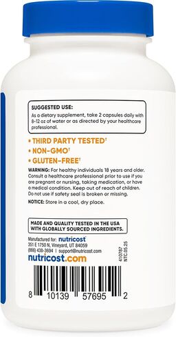 مكمل Nutricost الزنك + كيرسيتين (50 مجم زنك، 800 مجم كيرسيتين) 120 كبسولة - نباتية، خالية من الكائنات المعدلة وراثيًا، خالية من الغلوتين، 60 وجبة in Kuwait