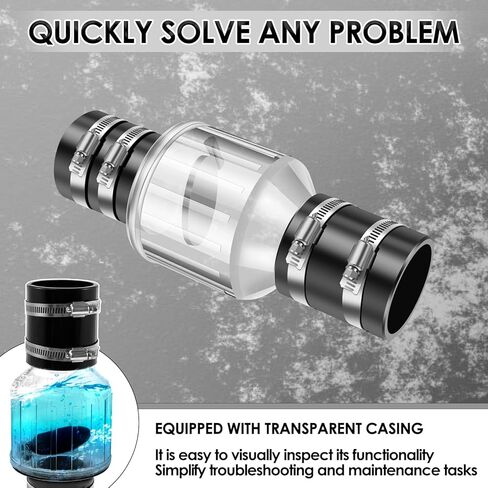 Silent PVC Check Valve,2 Inch Clear Sump Pump Check Valve Fits 7-1/4" Gap in 2" Schedule 40 Pipe, Quiet Check Valve with Spring Loaded Flapper, Leak-Proof Sewage Check Valve in Saudi Arabia