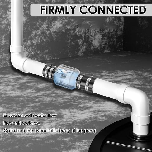 Silent PVC Check Valve,2 Inch Clear Sump Pump Check Valve Fits 7-1/4" Gap in 2" Schedule 40 Pipe, Quiet Check Valve with Spring Loaded Flapper, Leak-Proof Sewage Check Valve in Saudi Arabia