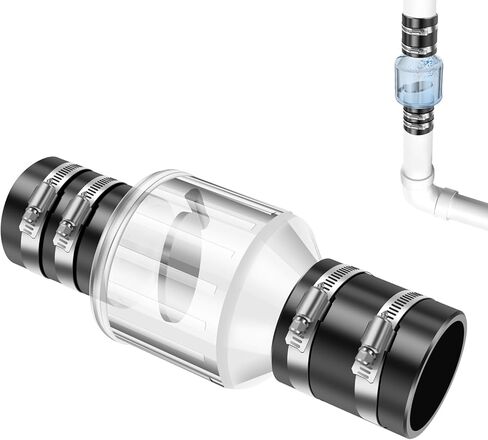 Silent PVC Check Valve,2 Inch Clear Sump Pump Check Valve Fits 7-1/4" Gap in 2" Schedule 40 Pipe, Quiet Check Valve with Spring Loaded Flapper, Leak-Proof Sewage Check Valve in Saudi Arabia
