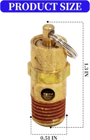 2 قطع 1/4 ''ذكر 150 PSI NPT صمام الأمان ضاغط الهواء تخفيف الضغط صمام فحص السلامة النحاسي in Kuwait