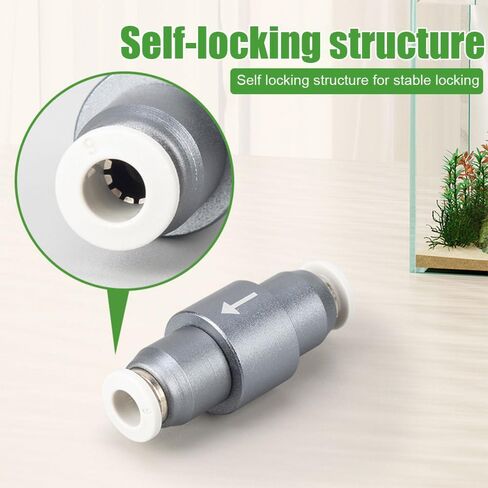 MiOYOOW Aquarium CO2 Check Valve, One Way Non-Return, Self Locking, Aluminum Alloy, 0.3 Bar Push Pressure for OD 6mm Air Pipes, Quick Connect Inline Valve for Fish Tank CO2 System in Saudi Arabia