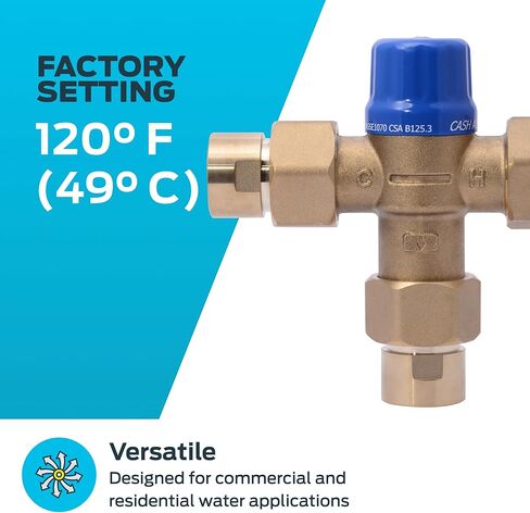Cash Acme 3/4 Inch HG110-D FNPT Thermostatic Mixing Valve With Integral Checks, Brass Plumbing Fitting, 25523 in Kuwait