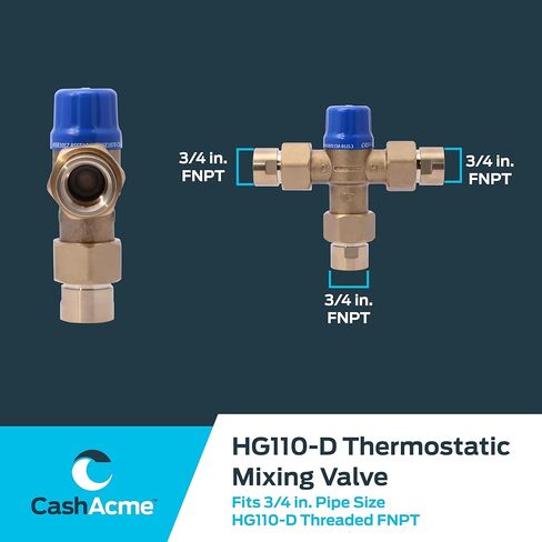 Cash Acme 3/4 Inch HG110-D FNPT Thermostatic Mixing Valve With Integral Checks, Brass Plumbing Fitting, 25523 in Kuwait