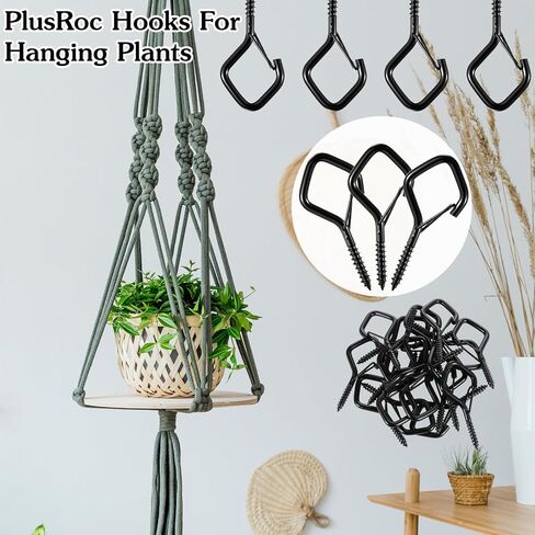50 Pcs Heavy Duty Screw Hooks with Safety Buckle, Metal Hanging Hooks for Plants Outdoor String Lights Wind Chimes Bird Feeders, Indoor Outdoor, Includes Wing Nut Driver, 2.36 Inch in Saudi Arabia