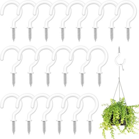 20 Pcs Vinyl Coated Ceiling Hooks 1.78 Inch Coated Screw Wall Hooks Multi-Function Ceiling Hook for Outdoors Indoors Hanging Heavy Objects on Wooden Walls Ceilings (White) in Saudi Arabia